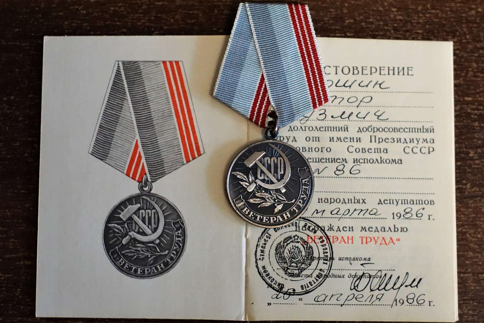 Soviet Memorabilia Display Medals USSR Symbol USSR Medal Vintage Medal Veteran of Work