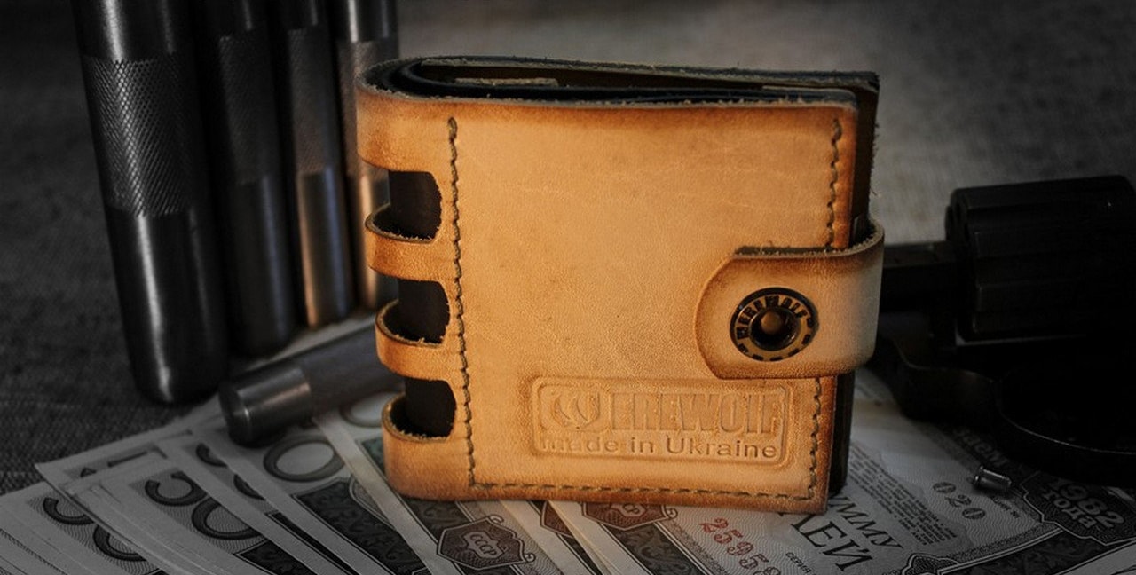 Genuine Leather Holder Light Brown Wallet Pocket Card Handmade Minimalist #24