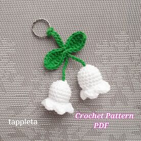 Lilly of the valley keychain crochet pattern, Bell flower crochet, Lily of the valley hanging flowers, Crochet car charm flowers pattern, Bag charm flower, Hanging car accessory, Mother day crochet, car rearview mirror, hanging car accessory, bridal shower favor handmade