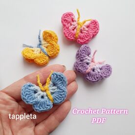Small Butterfly Crochet Pattern pdf, Summer crochet aplique butterflies, crochet patio decor, crochet home decoratoin, butterfly keychains