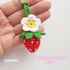 Strawberry keychain crochet pattern, Bag charm strawberry with flower, Crochet small strawberry accessories, Strawberry car hanging, Handmade strawberry party favor, strawberry farmer market