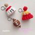 Football fan keychains, Chiefs hat crochet, Super bowl favors, Red striped beanie hat mini crochet pattern, whire and red pom pom hat, Taylor style beanie crochet, taylor swift hat 87, Football keychain, chiefs fan hat crochet, Taylor Travis love